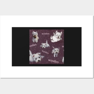 Westies mom dark purple pattern Posters and Art